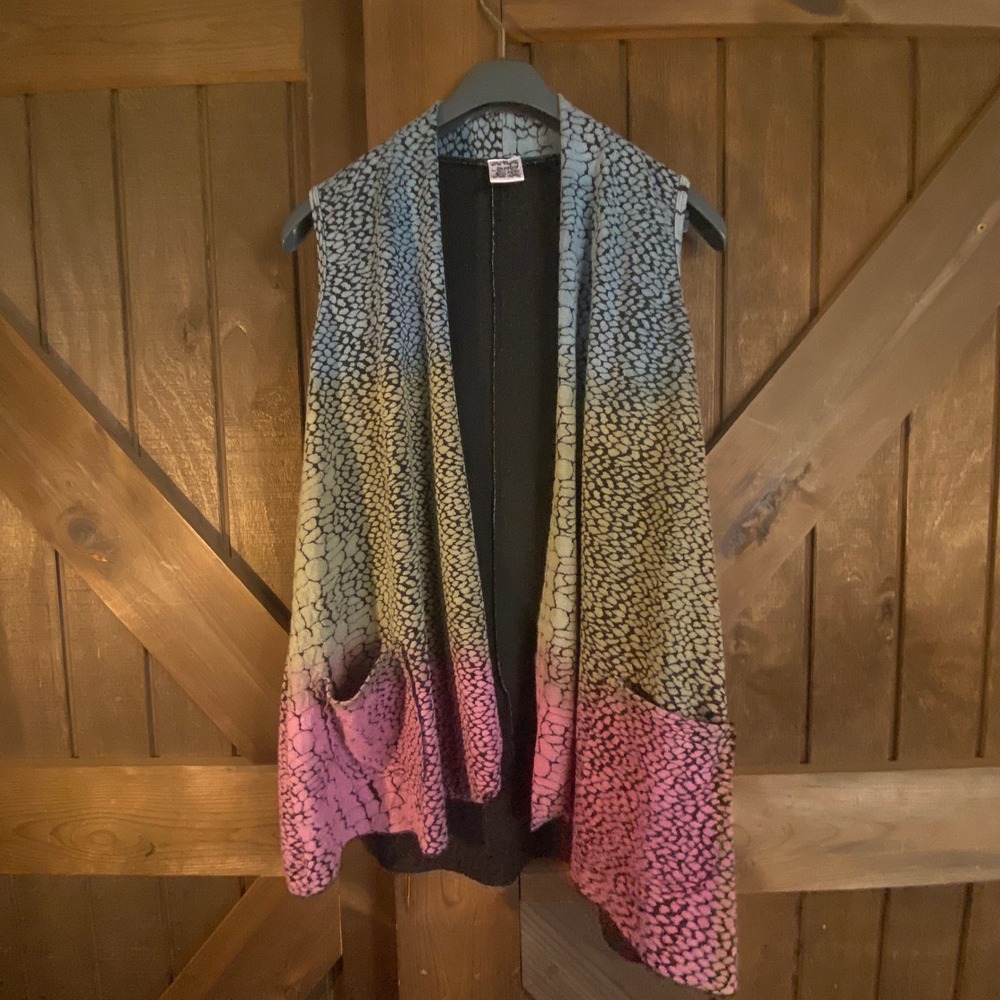 Parsley & Sage Vest Womens XL Multi Ombre Animal Print Open Front Pocket